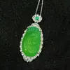 Pingente Ruyi de Calcedônia Gelo Inlaid Conjunto de Pingentes Ruyi Inlaid de Ágata Verde Imperial Gelo Alto Jato Grosso Venda por Atacado