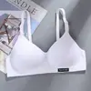Algodão Puro Roupa Íntima Feminina Confortável Sem Costura Período de Desenvolvimento Estudante do Ensino Médio Peito Pequeno Push Up Sutiã Sem Fio Fino