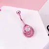 Anillo para ombligo de acero inoxidable directo de fábrica, moda europea y americana, colgante de cabeza de conejo rosa, clavo para ombligo, anillo umbilical, transfronterizo