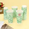 Vaso de Papel Desechable para Té de Leche con Tapa para Empaque de Cafetería, Vaso Grueso Doble Mate para Bebidas Calientes, Uso Comercial, Personalizable