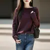 Suéter de punto de lana pura estilo francés para otoño e invierno, de hombros descubiertos, con mangas de murciélago, corte holgado, adelgazante, cálido, tipo chal, suéter de capa base