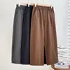 Especial200 jin irmã gorda outono novo simples para o trabalho cintura elástica perna larga calças casuais nove pontos 1095