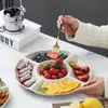 Plato de Frutas con Cinco Compartimentos, Sala de Estar Estilo Nórdico, Plato de Dulces Multicompartimento, Plato de Condimentos, Plato de Frutas Secas, Entrega al por Mayor de Platos de Frutas