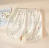 Pantalones de Dormir de Algodón Puro para Maternidad, Estilo Veraniego Delgado, de Cintura Alta, Pantalones con Soporte Ajustable para el Vientre, Shorts de Gasa de Doble Capa, No Aprietan el Vientre, Se Pueden Usar Afuera