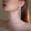 Pendientes largos con borlas y diamantes de imitación AB de lujo, de fuentes europeas y americanas, pendientes de temperamento a la moda para mujer, joyería nupcial para las orejas.