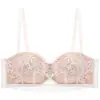 Sujetador strapless de encaje puro estilo francés antideslizante para mujeres con poco busto, top tipo tubo push-up de grosor medio, conjunto de sujetador sexy de doble uso