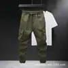 Calças cargo para homens, calças de trabalho casuais da moda, calças de trabalho justas estilo jogger da moda para primavera e outono