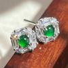 Aretes de jade Guofeng retro natural de alto hielo verde emperador verde yang cara de huevo admiten reinspección