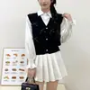 Novo Colete Tricotado Cardigan de Tricô Estilo Coreano Empilhado Outer com Laço Outono Redutor de Idade Colete Suéter