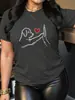 Camiseta Transfronteiriça Aliexpress Inawly Estampada Cachorro e Coração, Desenho Animado Fofo D