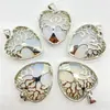 Venta caliente de comercio exterior piedra natural cristal ágata forma de corazón aleación árbol de la fortuna árbol de la vida melocotón corazón colgante collar accesorios