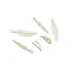 Oro Real de 14K Garantizado Colgante de Pluma Larga Dijes de Hoja Pendientes DIY Hechos a Mano Colgante para Collar Pulsera Joyería
