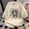 Camiseta de Manga Corta con Estampado de Dibujos Animados de Diseño Nicho Estilo Coreano Verano Nuevo Tendencia Casual Holgada Versátil para Mujer