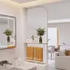 Tela Meia-Parede de Banheiro Estilo Cream de Luxo Leve com Divisória de Vidro Ondulado para Áreas Úmidas e Secas, Prateleira para Lavatório
