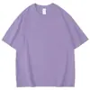 Camiseta de Manga Corta Gruesa Estilo Japonés de Algodón Puro 260g para Hombres y Mujeres, Corte Holgado, Color Sólido de Verano, Manga Media, Camiseta Básica Casual Simple