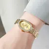 Comercio Exterior 2025 Reloj de Mujer Elegante Ovalado con Diamantes de Lujo Ligero Moda Banda de Acero Reloj de Cuarzo Exquisito Reloj de Cuarzo de Moda