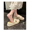 Primer Encuentro con las Sandalias de Una Tira de Moda de la Temporada para Mujer, Calzado de Verano para Exteriores, Zapatos de Plataforma de Paja, Sandalias de Tacón Alto con Suela Gruesa