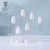 Botella transparente de AS de 15-120 ml para loción al vacío con dispensador de bomba de pico de pato, botella vacía para esencia, base de maquillaje y cosméticos