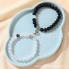 Pulseira magnética de Halloween com aranha e coração, pulseira elástica ajustável com contas, pulseira de casal para feriado