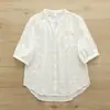 Ropa de Verano 2026 Estilo Japonés Artístico Color Sólido Cuadros Rayas Cuello en V Cárdigan de Mujer Camisa de Manga Corta Venta al por Mayor