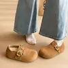 Sapatos Birkenstock de Pelúcia Quente com Solado Grosso e Altura Interna Aumentada para Mulheres, Novos Botas de Neve Slip-on de Inverno, Sapatos de Algodão, Mocassins