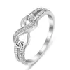 Anillo de Figura de Ocho Recubierto de Platino con Incrustaciones de Diamantes, Superventas Transfronterizo, Anillo Popular de Moda Europea y Americana, Venta al por Mayor por Fabricante de Joyería