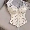 Sweet PhilosophySutiã Camisola de Cetim com Bolinhas e Renda com Barbatanas e Bojos