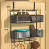 Colgador detrás de la puerta, artefacto para abrigos y sombreros de entrada, estante de almacenamiento montado en la pared, sin perforaciones, tendedero colgante lateral para puerta de dormitorio