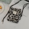 4112 Outono e Inverno Pelúcia Estampa de Leopardo Bolsa de Armazenamento Portátil Celular Batom Necessaire Bolsa de Ombro Transversal para Compras