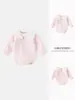 Mameluco para Bebé Estilo Coreano Elegante Ropa para Bebé Niña Dulce Lazo Nudo Body Triangular Manga Larga Regalo para Recién Nacido