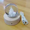 Base de Cubo de Bola de Cristal Luminosa de Madera Maciza Portalámparas Redondo de Luz de Colores Enchufe USB Adorno de Base Giratoria de Madera