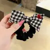 Lazo grande de tela a cuadros para el pelo para niñas, dulce y versátil, adecuado para coletas y moños, goma para el pelo