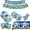 Futebol Copa do Mundo-Temática Campeonato Festa de Futebol Utensílios de Mesa Pratos de Papel Copos de Papel Bandeira Toppers de Bolo Suprimentos de Decoração