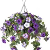 Colgante de Pared de Gloria de la Mañana Artificial, Manojo Artificial de Plantas Verdes de Amazon, Flor de Gloria de la Mañana para Decoración de Cestas Colgantes en Casa y Jardín Exterior