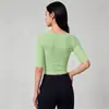 Top de Yoga Ajustado para Mujer con Mangas Cortas y Corte Cropped - Elástico, Amigable con la Piel, Favorecedor, Camiseta Versátil de Capa Base Deportiva