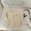 Cárdigan de Punto Retro Versátil con Cuello Redondo para Niños, Abrigo Estilo Coreano, Suéter Bordado Estilo Western para Hombres y Mujeres