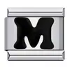 Pulseira italiana com pingentes, em aço inoxidável preto, com iniciais em inglês, para montar você mesmo. Pulseira modular italiana.