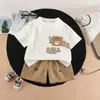 Conjunto de Verano de Manga Corta de Moda para Niños 2026 Nuevo Conjunto de Verano Elegante de Manga Corta con Bolsillo Perro Conjunto de Dos Piezas Moderno