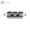 Juego de cuatro cubos de flores pequeños personalizados con bandeja, maceta de metal de hierro estilo americano, juego de cubos de flores de hojalata galvanizada
