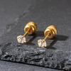 Clavo de Oreja de Acero Inoxidable de Varilla Fina Tornillo de Zirconia Tapón de Oreja Clavo de Oreja Libre para Dormir Pendientes de Moda de Nicho Unisex