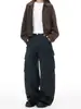 Ropa de Mujer de Seda Naranja # Pantalones Cargo Deconstruidos de Bolsillos Múltiples Estilo Retro Americano para Hombres y Mujeres, Pantalones Anchos Casuales Unisex Sueltos de Invierno