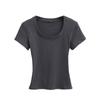 Camiseta básica de verano, moderna, ajustada, versátil, con hombros descubiertos y manga corta para mujer. Top estilizado de color liso con cintura reductora. Venta al por mayor.