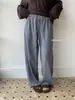 Hanshe 2590 # Estilo Invierno Algodón Cepillado Pantalones Holgados de Pierna Ancha para Mujer Otoño e Invierno Sueltos Casuales para el Hogar Pantalones a Cuadros