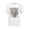 Camiseta de Manga Corta con Leopardo de Pedrería 2026 para Hombre, Camiseta de Verano Fina de Algodón de Seda para Pareja, Marca de Moda, Talla Grande de Media Manga