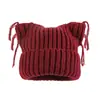 Gorro Cálido de Orejas de Gato con Borlas para Otoño e Invierno para Mujer, Gorro de Lana de Comercio Exterior Transfronterizo, Gorro Versátil para el Frío, Lindo Gorro de Punto para Estudiantes