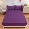 Juego de sábanas de tres piezas de color liso simple para exportación transfronteriza, sábana individual, protector de colchón individual, suministro directo del fabricante