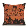 Funda de almohada de lino para Halloween, funda de cojín para reposacabezas impresa