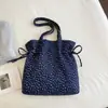 Bolsa de ombro única estilo coreano preguiçoso com cordão grande capacidade para trabalho e viagem bolsa de tecido floral retrô casual personalidade bolsa bolinho