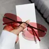 Gafas de Sol Europeas y Americanas Sin Montura para Mujer, Estilo Jennie de Gama Alta, Protección Solar, Gafas de Sol Anti-UV para Chicas Populares en Fotografía Callejera