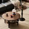 Mesa de centro simples com design de lótus de luxo leve, mesa lateral pequena, estilo vintage para espaços pequenos, sala de estar de alto padrão, criativa, única, elegante, madeira maciça, aparência atraente